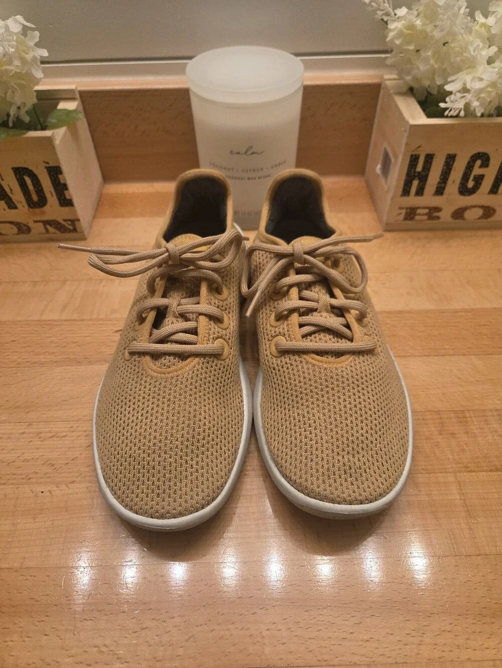 Allbirds Tree Runners Lace-up Sneakers Honey Tan Mesh Women's Size 8